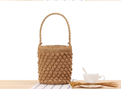 Vintage Round Straw Beach Bag