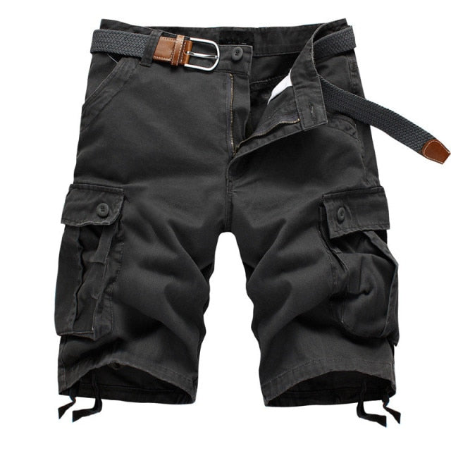 Multi Pocket Military Khaki Shorts