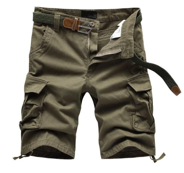 Multi Pocket Military Khaki Shorts
