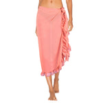 Solid Color Ruffled Lace-Up Bikini Cover Up