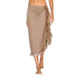 Solid Color Ruffled Lace-Up Bikini Cover Up