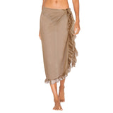 Solid Color Ruffled Lace-Up Bikini Cover Up