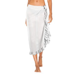 Solid Color Ruffled Lace-Up Bikini Cover Up