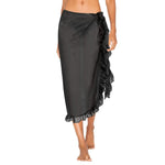 Solid Color Ruffled Lace-Up Bikini Cover Up