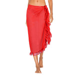 Solid Color Ruffled Lace-Up Bikini Cover Up