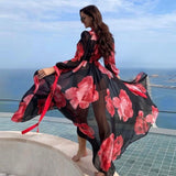 Leaf Print Bikini Beach Cover Up