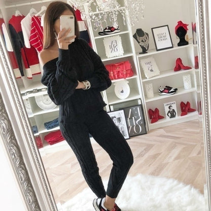 Solid Color 2 Piece Casual Jogging Suit