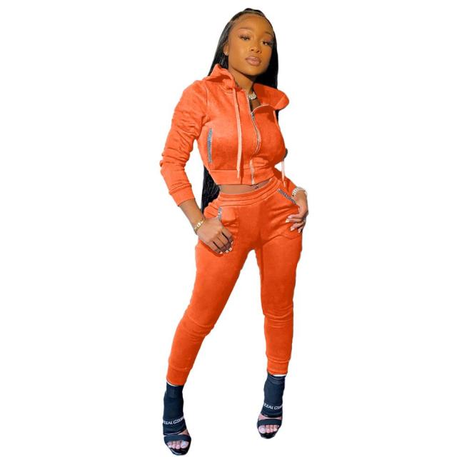 Two Piece Color Hooded Jogging Suit