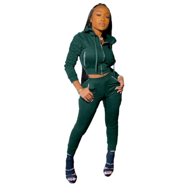 Two Piece Color Hooded Jogging Suit