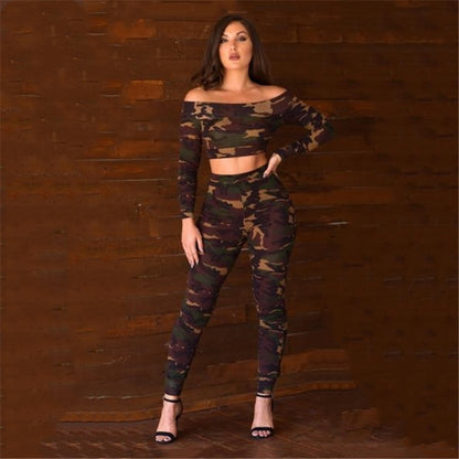 2 Piece Camouflage High-Waist Jogging Suit