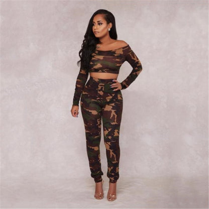 2 Piece Camouflage High-Waist Jogging Suit
