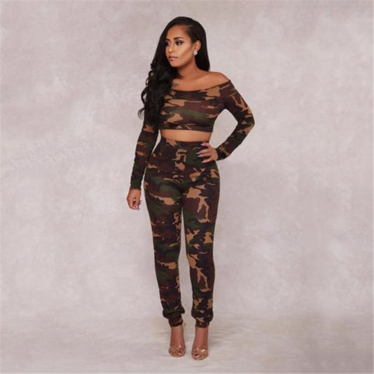 2 Piece Camouflage High-Waist Jogging Suit
