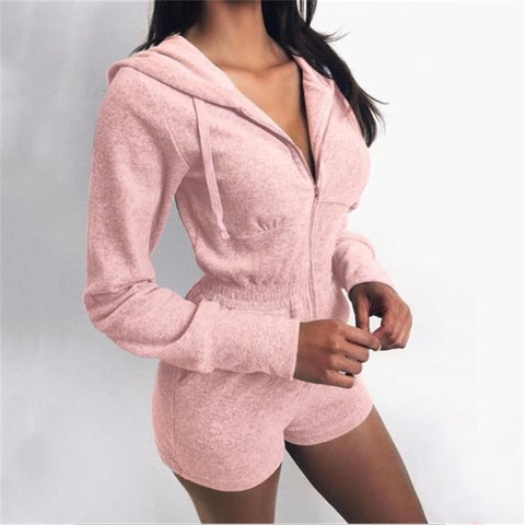 Long-Sleeved One-Piece Short Set