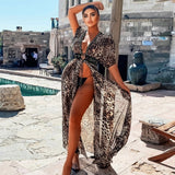Leaf Print Bikini Beach Cover Up