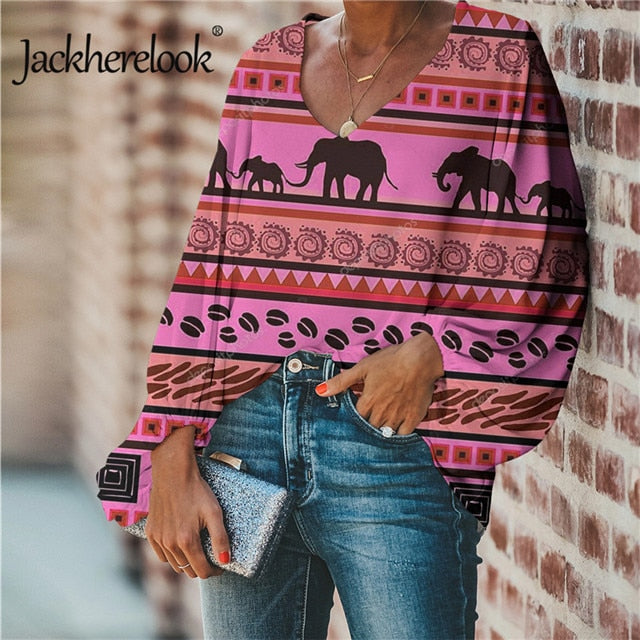 Chiffon Elephant Print Blouse