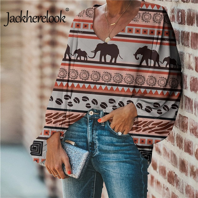 Chiffon Elephant Print Blouse