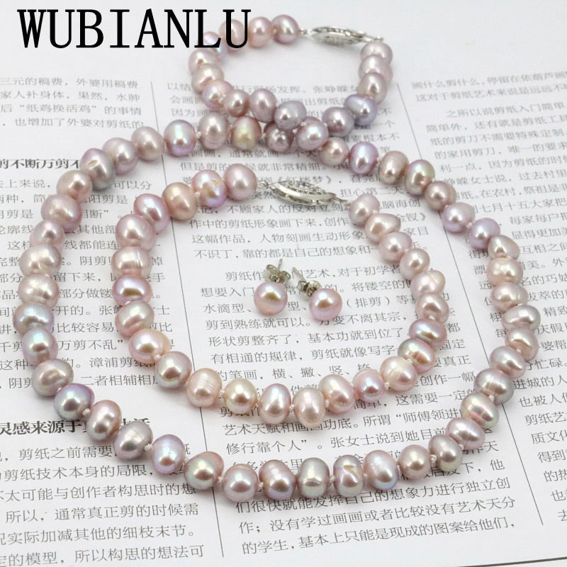 Purple Pearl Necklace Set