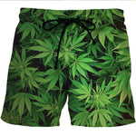 3D Leaf Print Summer Beach Shorts