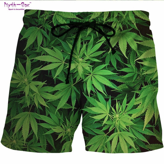 3D Leaf Print Summer Beach Shorts