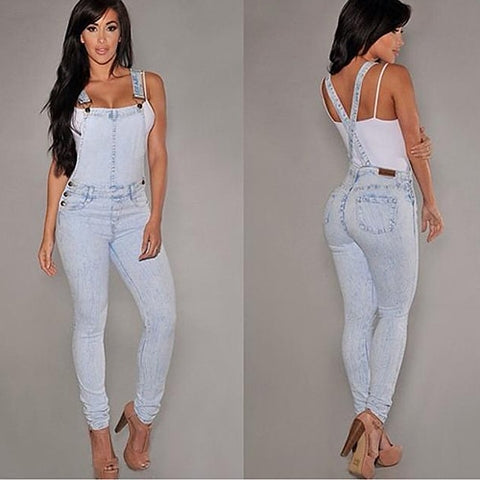 Washed Denim Overall Jumpsuit