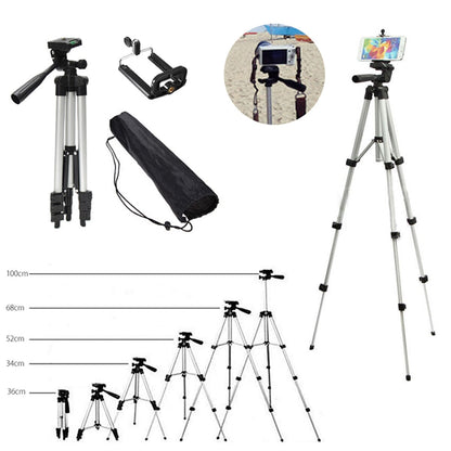 Portable Tripod Stand For Mobile Phone / Camera With Mobile Phone Clip Holder For iPhone & Samsung